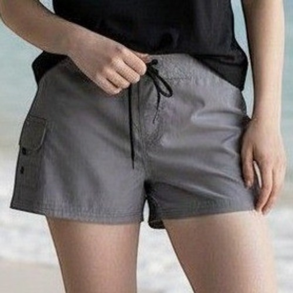 Tesla Board Shorts Womens Large Cargo Pocket Gray Polyester Beach 2.5"